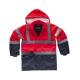 Parka combinada rojo alta visibilidad con cintas reflectantes WORKTEAM C3717 Ref.WTC3717-ROJO AV/MARINO