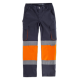 Pantalón elástico con 2 cintas de alta visibilidad y reflectantes WORKTEAM C3218 Ref.WTC3218-MARINO/NARANJA AV