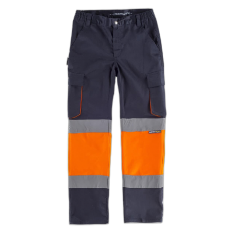 Pantalón elástico con 2 cintas de alta visibilidad y reflectantes WORKTEAM C3218