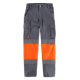 Pantalón elástico con 2 cintas de alta visibilidad y reflectantes WORKTEAM C3218 Ref.WTC3218-GRIS/NARANJA AV