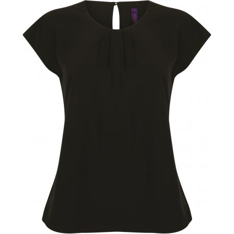 Top cuello plisado mujer