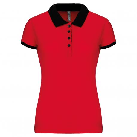 Polo piqué bicolor mujer