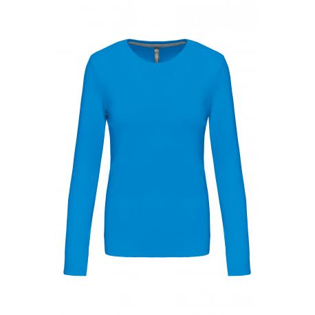 oodji Ultra Mujer Camiseta Básica de Algodón, Azul, ES 38 / S