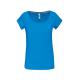 Camiseta de algodón con cuello de barco para mujer Ref.TTK384-AZUL TROPICAL