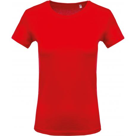 Camiseta con cuello redondo y manga corta de mujer