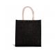 Bolsa estilo cesta de tela de yute, modelo grande Ref.TTKI0274-NEGRO/PLATEADO 