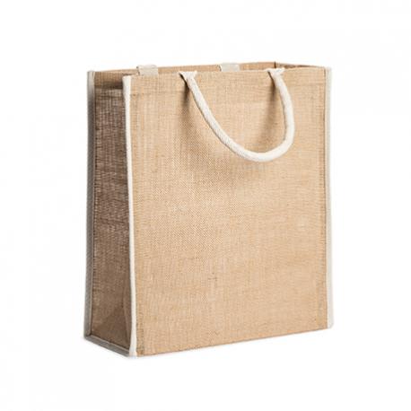 Bolsa de yute natural laminado con ribetes y asas reforzadas de algodón KOPER