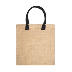 Bolsa de yute natural con asas reforzadas de algodón a color NIMES