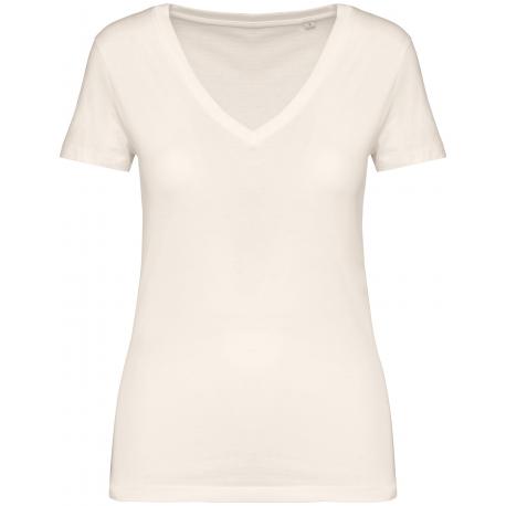 Camiseta ecorresponsable cuello de pico mujer