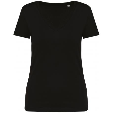 Camiseta ecorresponsable cuello de pico mujer