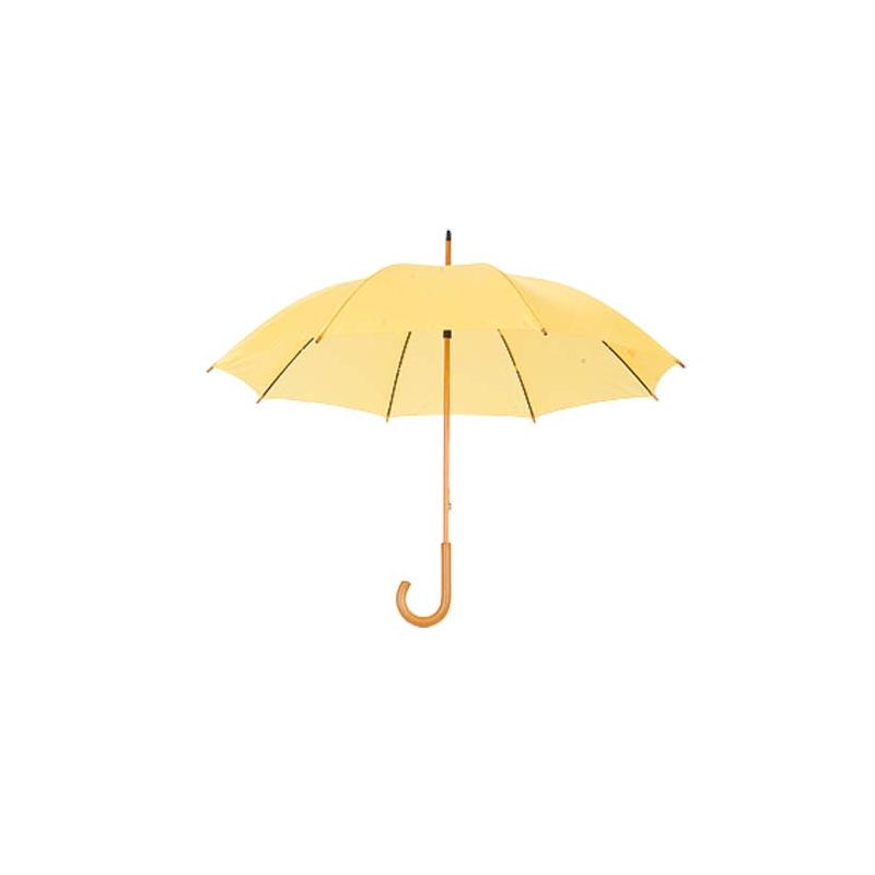 Paraguas de poliester blanco 105 cm de diametro mango suave de madera  apertura manual cierre con velcro
