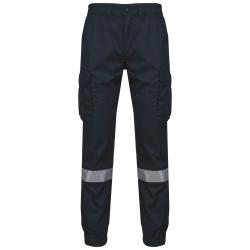 Pantalón cargo unisex con bajo elástico y tira reflectante