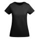 Camiseta de mujer entallada de manga corta en algodón orgánico certificado OCS BREDA WOMAN Ref.RCA6699-NEGRO