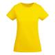 Camiseta de mujer entallada de manga corta en algodón orgánico certificado OCS BREDA WOMAN Ref.RCA6699-AMARILLO