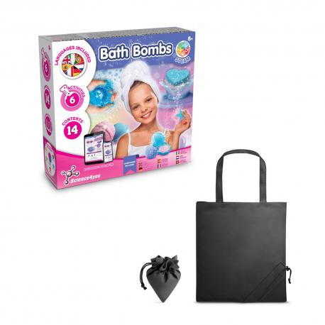 Juguete educativo suministrado con una bolsa de regalo plegable de 190t Bath bombs kit v