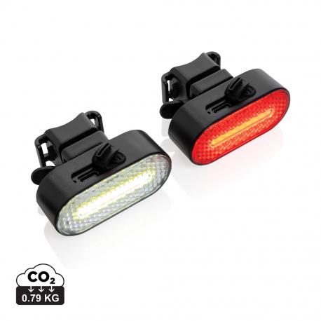 Set luces bicicleta recargables USB plástico reciclado RCS