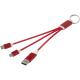 Cable de carga 4 en 1 de aluminio reciclado con llavero Metal Ref.PF124382-ROJO 