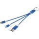 Cable de carga 4 en 1 de aluminio reciclado con llavero Metal Ref.PF124382-AZUL REAL 