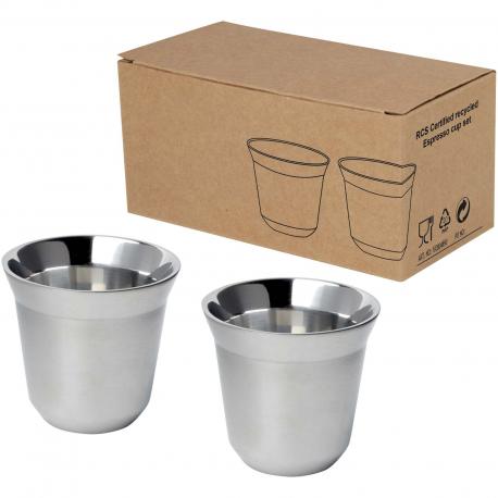 Juego de tazas para espresso de acero inoxidable de 80 ml con certificado RCS duo Duo