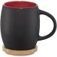 Taza de cerámica de 400 ml con base de madera Hearth Ref.PF100466-NEGRO INTENSO/ROJO 