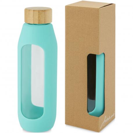 Botella de vidrio borosilicato con agarre de silicona de 600 ml Tidan