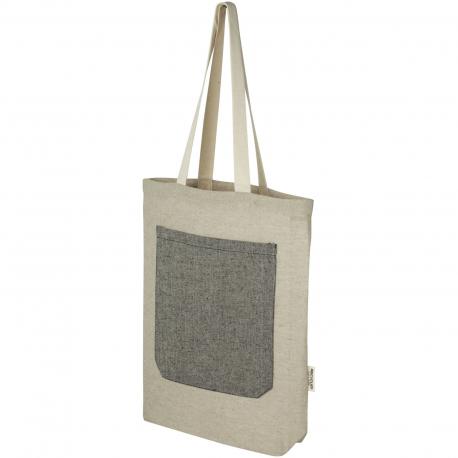 Bolsa tote de algodón reciclado de 150 g/m² con bolsillo delantero de 9 litros Pheebs