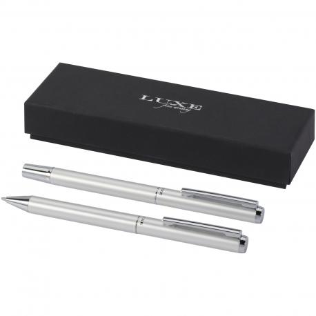 Set de regalo de bolígrafo y rollerball de aluminio reciclado lucetto (tinta negra) Lucetto (tinta negra)