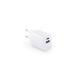 Adaptador de corriente con puerto usba de 18 w y usbc de 20 w en abs reciclado 100% rabs Wegener Ref.PS97186-BLANCO 