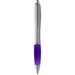 Bolígrafo nash de color plata con grip de color y tinta negra