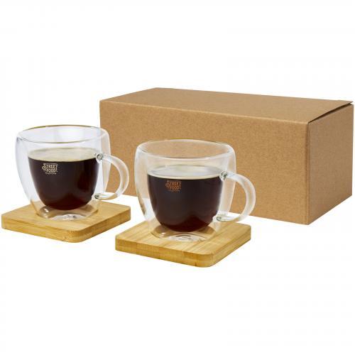 Taza Cafe Transparente Doble Vidrio 200 ml Pack x2